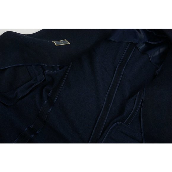 New $695 Jack Victor Jenson Mens 40R Dark Blue Flannel Wool Notch Top Over Coat - Picture 7 of 8